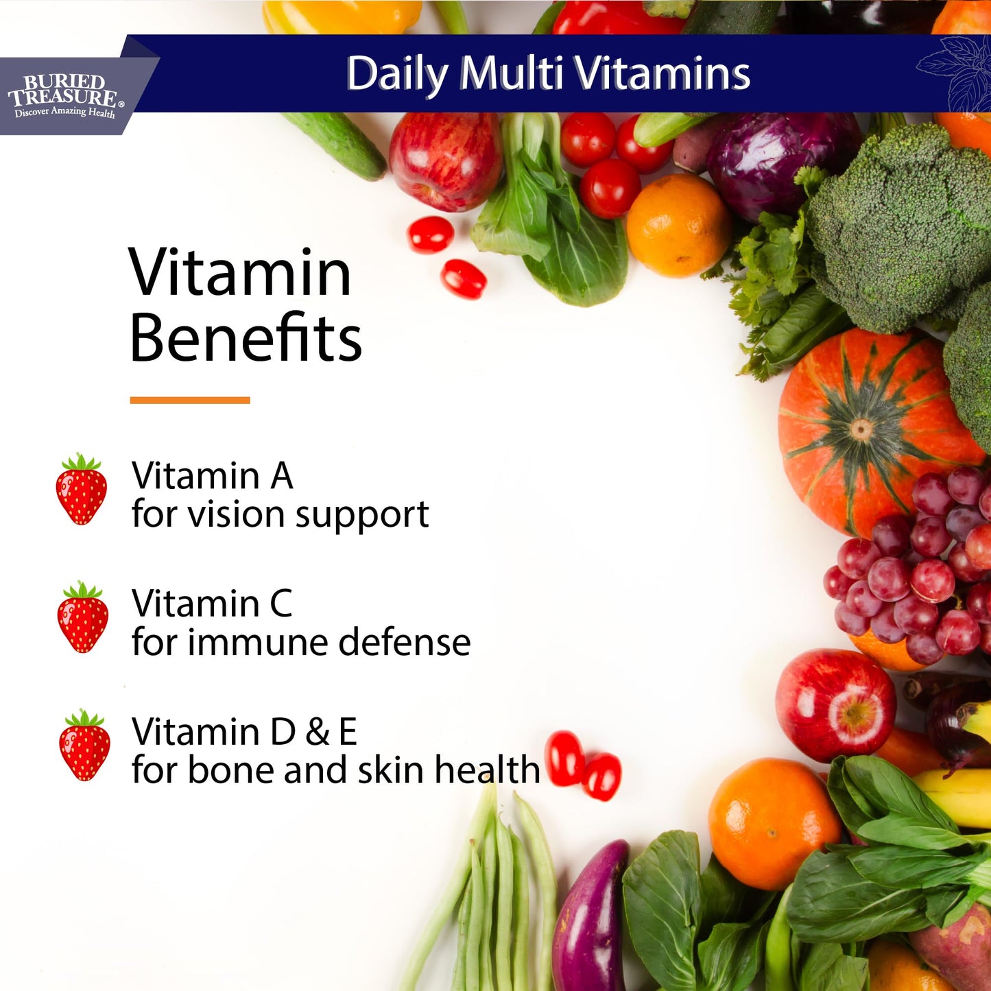 Buried Treasure Daily Nutrition Liquid Multivitamin and Mineral Supplement with Trace Minerals, Superfoods, Vitamin A, B-Complex, C, D, E, Methylfolate, Biotin, Magnesium, Zinc, Resveratrol, 32 serv - dailyvitalstore