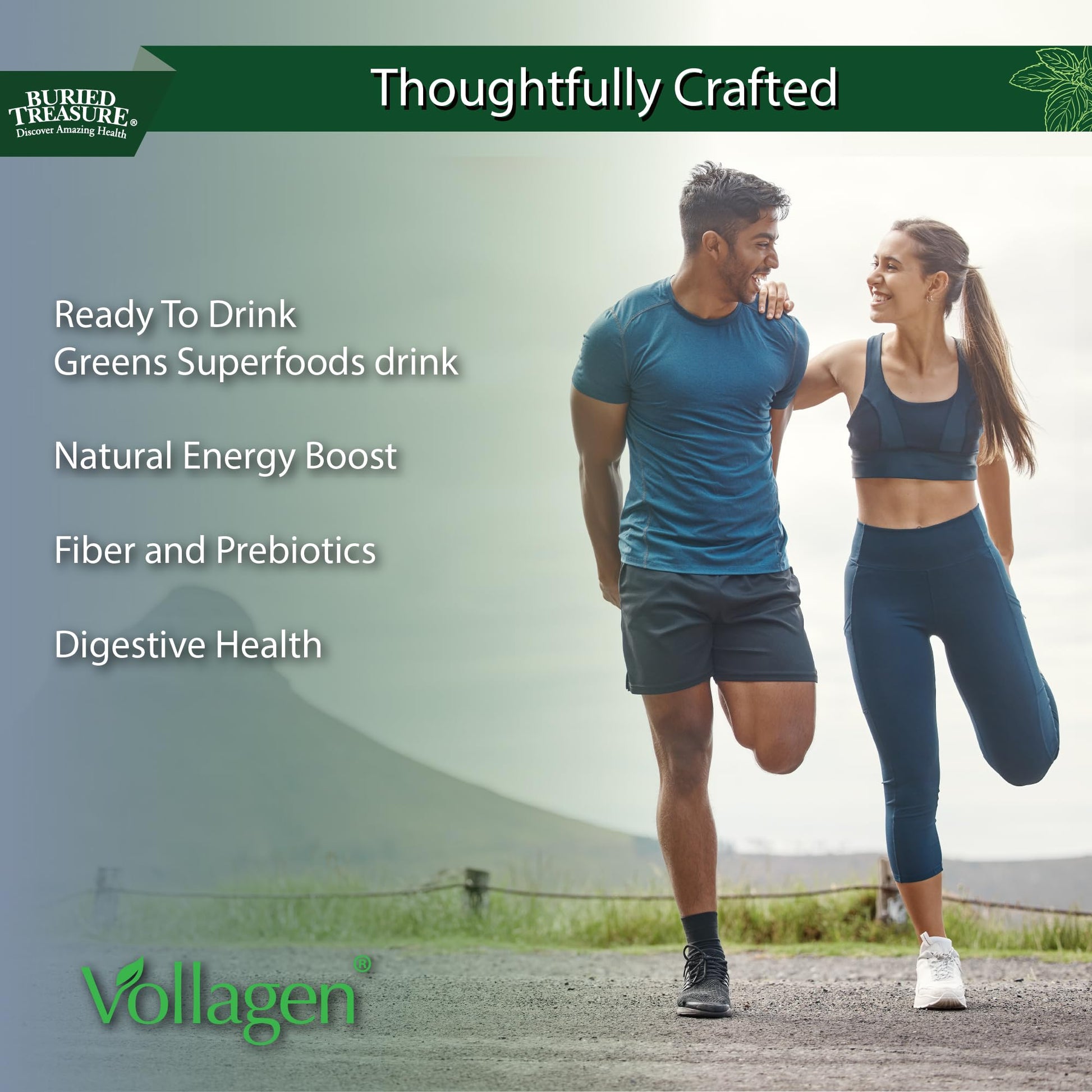 Buried Treasure Green20 Fusion – Superfood Blend with Vollagen for Skin, Hair, and Joint Support, Plant-Based, Vegan, Non-GMO Gluten-Free, Dairy-Free, Soy-Free, 32oz Liquid - dailyvitalstore