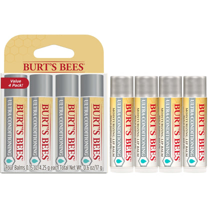 Burt's Bees Easter Basket Stuffers, Balm Bouquet Lip Balm Set, Original Beeswax, Vanilla Bean, Cucumber Mint, Coconut & Pear Pack, Natural Origin Lip Treatment, 4 Tubes, 0.15 oz. - dailyvitalstore