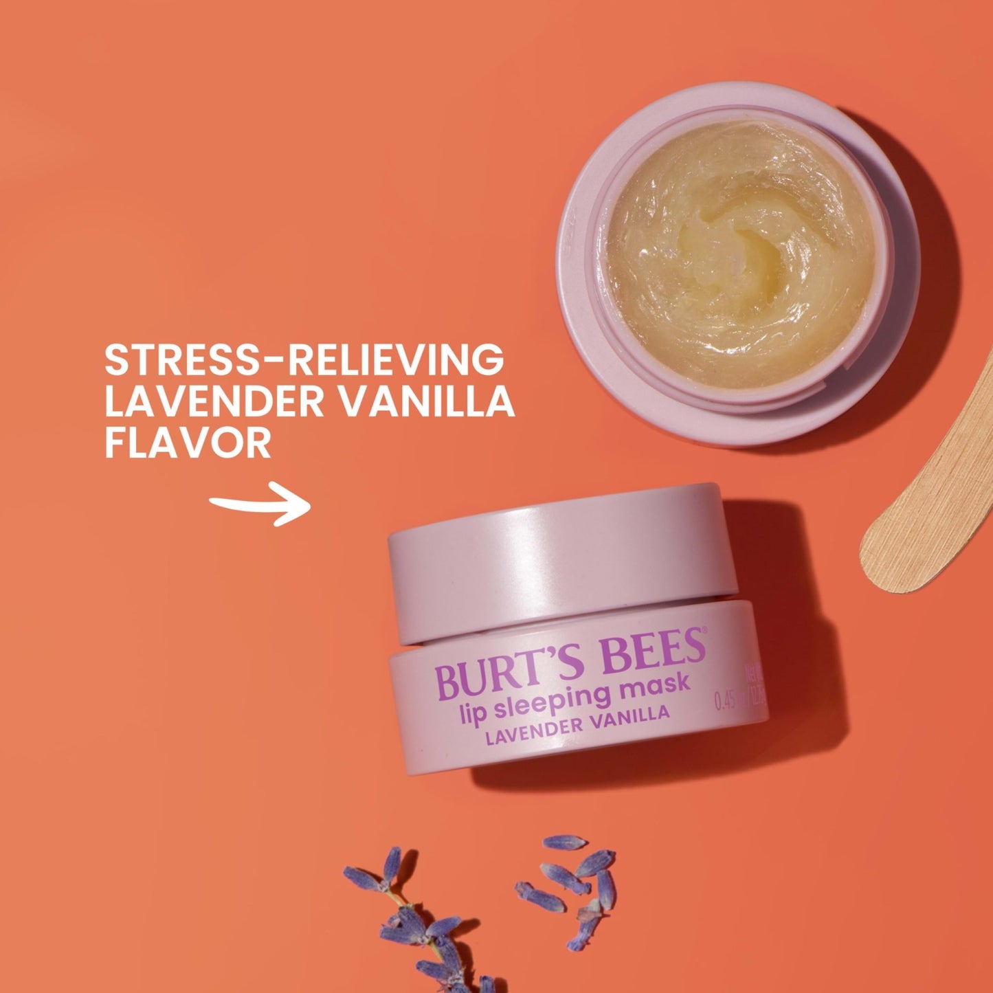 Burt’s Bees Lavender Vanilla Lip Sleeping Mask, With Hyaluronic Acid and Squalane Moisturizer To Instantly Hydrate Lips, Overnight Mask and Treatment, 0.45 oz. - dailyvitalstore