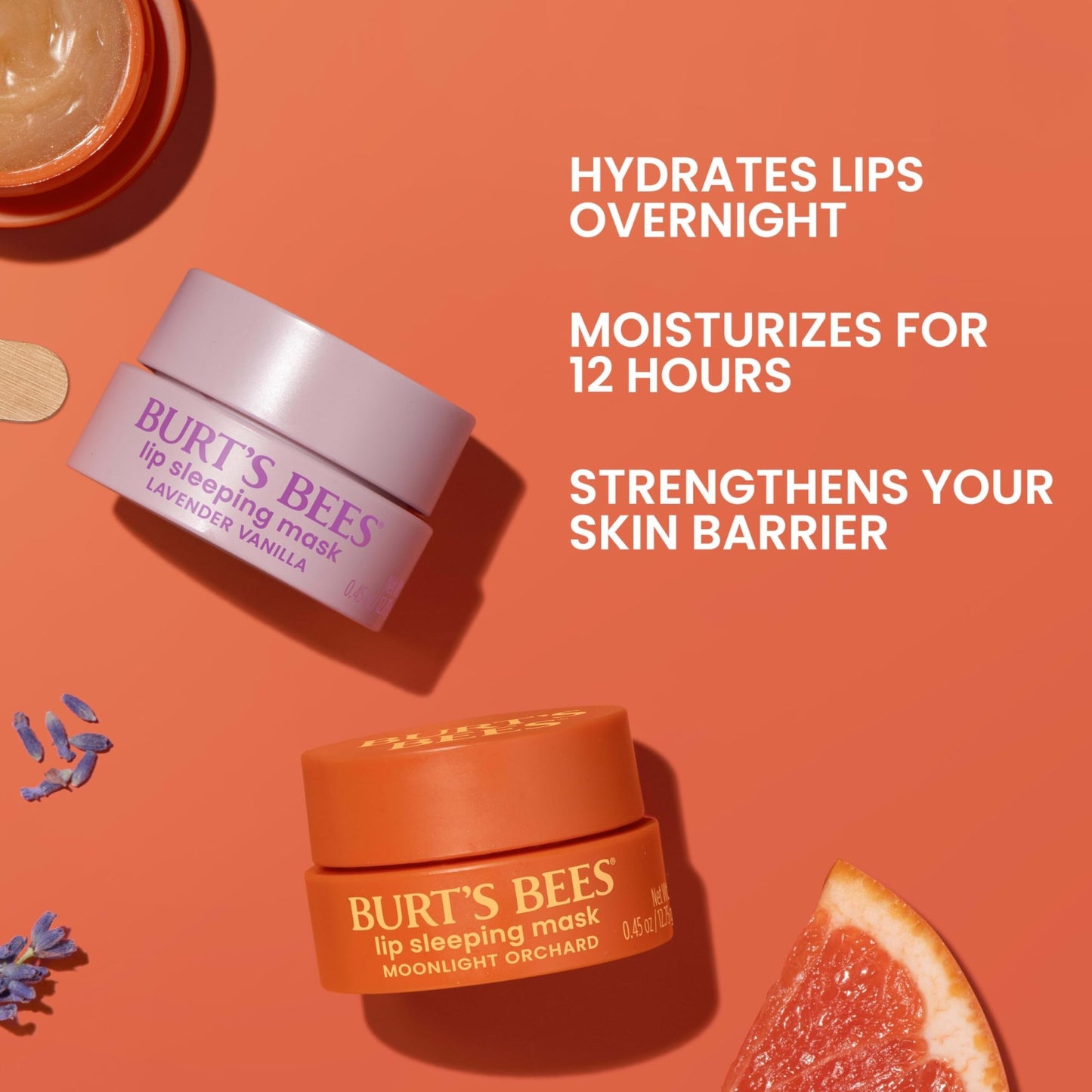 Burt’s Bees Lavender Vanilla Lip Sleeping Mask, With Hyaluronic Acid and Squalane Moisturizer To Instantly Hydrate Lips, Overnight Mask and Treatment, 0.45 oz. - dailyvitalstore