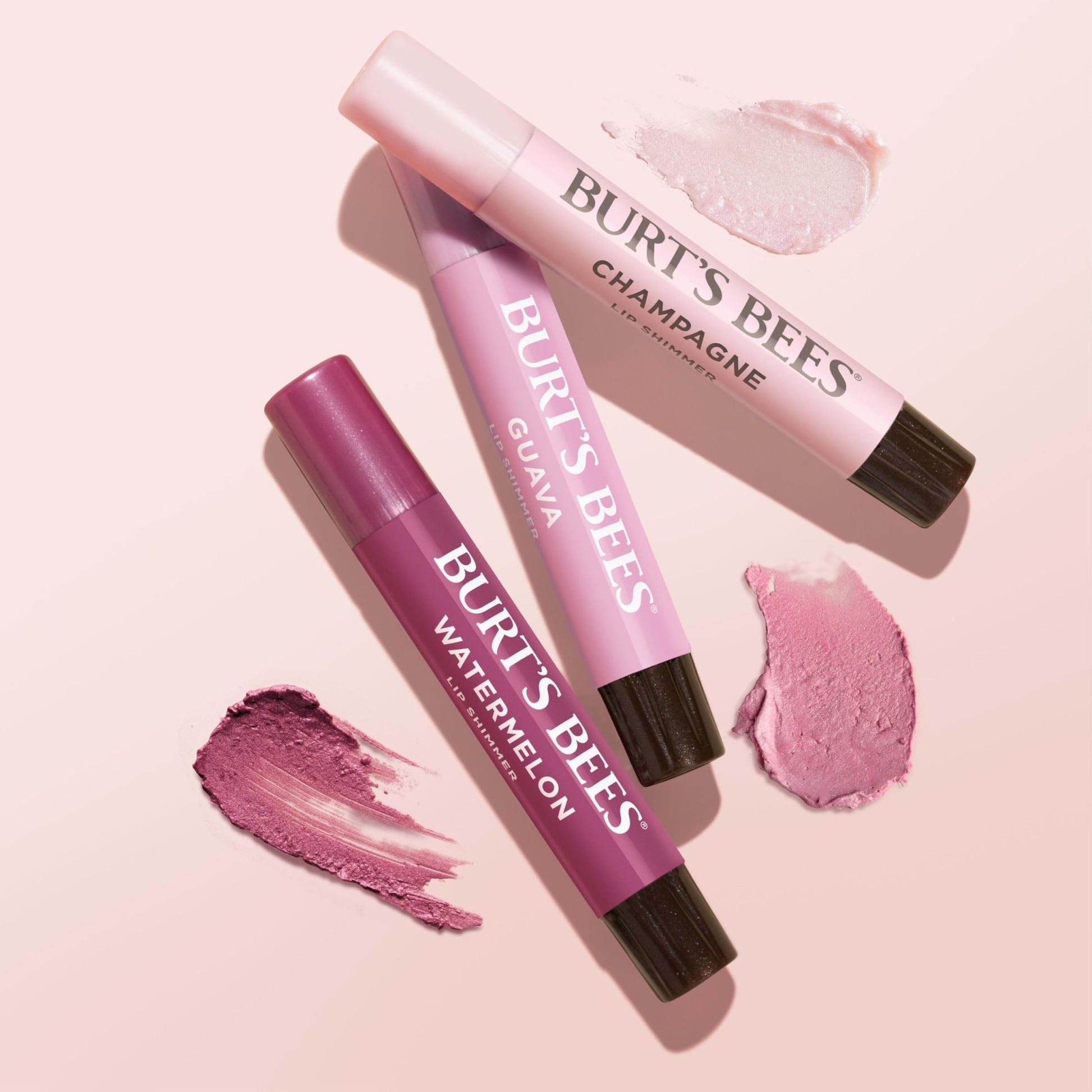 Burt's Bees Lip Shimmer Pink Collection, Tinted Lip Balm Stick, Moisturizing for All Day Hydration with Natural Glowy Pigmented Finish & Buildable Color, 3 Shades, Value Pack, 0.09 oz., Three Tubes - dailyvitalstore