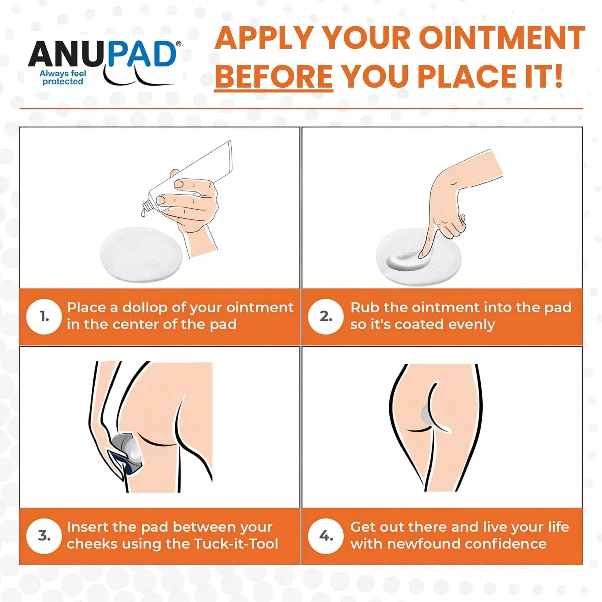 Butts Are Messy - Control The Mess. ANUPAD Premium Absorbent Pads. Confidently Handle Bowel Leakage, Bleeding Hemorrhoids, And The Mess Hemorrhoid Ointments Make. - dailyvitalstore