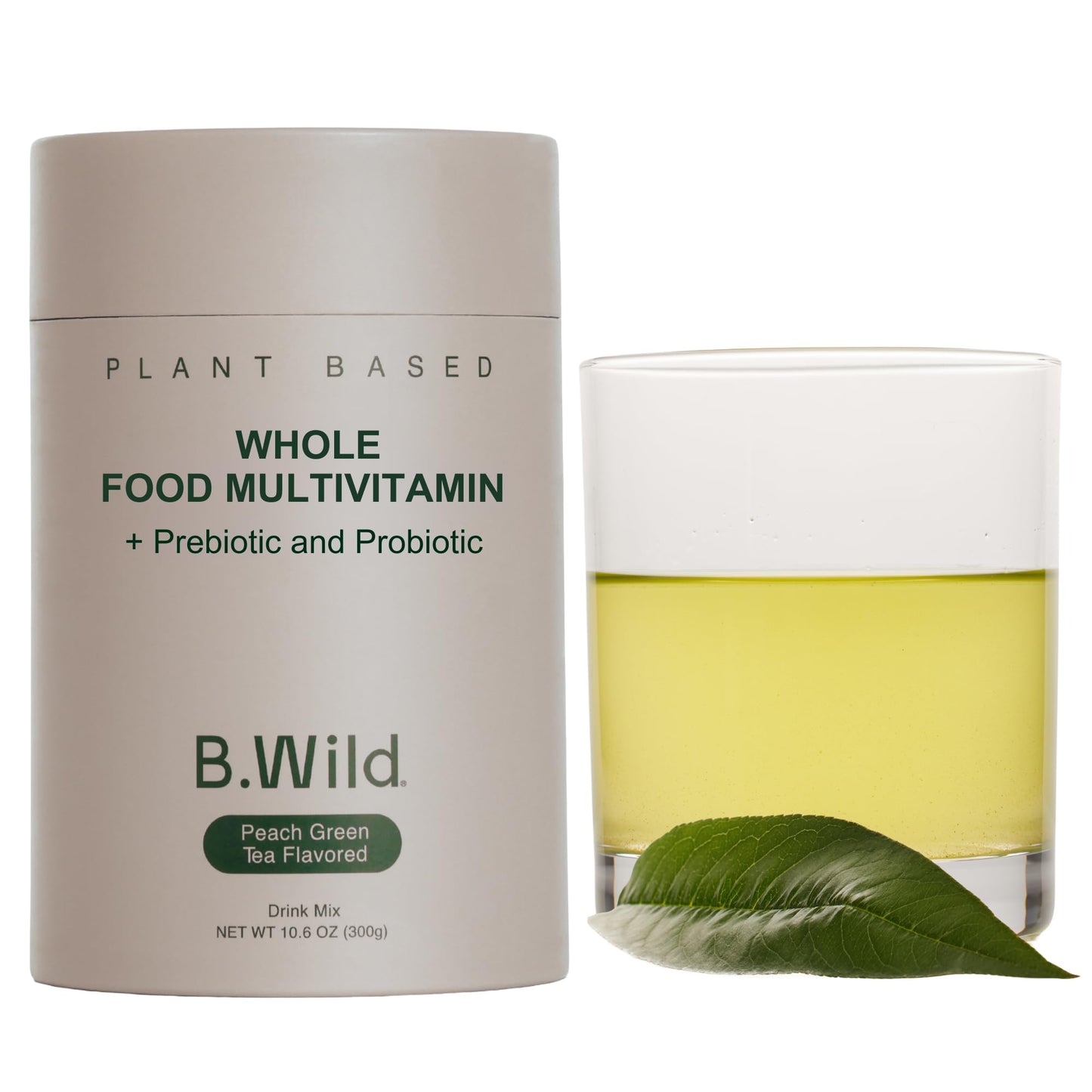 B.WILD Plant-Based Multivitamin Superfood Drink Mix – Refreshing Peach Green Tea with Vitamins, Minerals, Prebiotics & Probiotics for Gut Health & Daily Wellness – 30 Servings – Vegan, Gluten-Free - dailyvitalstore