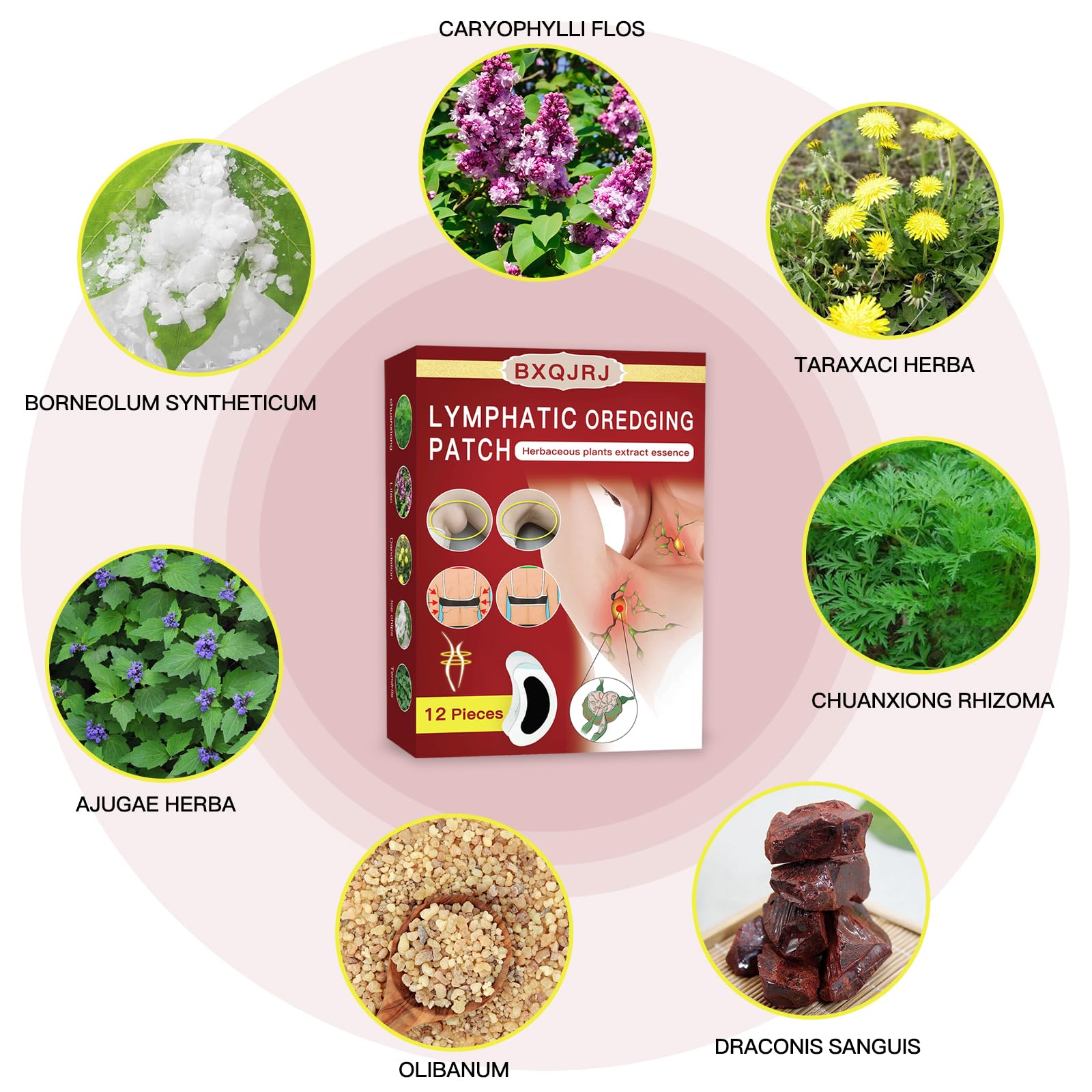 BXQJRJLymphatic Drainage Patch Lymphatic Drainage Herbal Lymphatic Drainage Care Patch Herbal Neck Patch (12) - dailyvitalstore