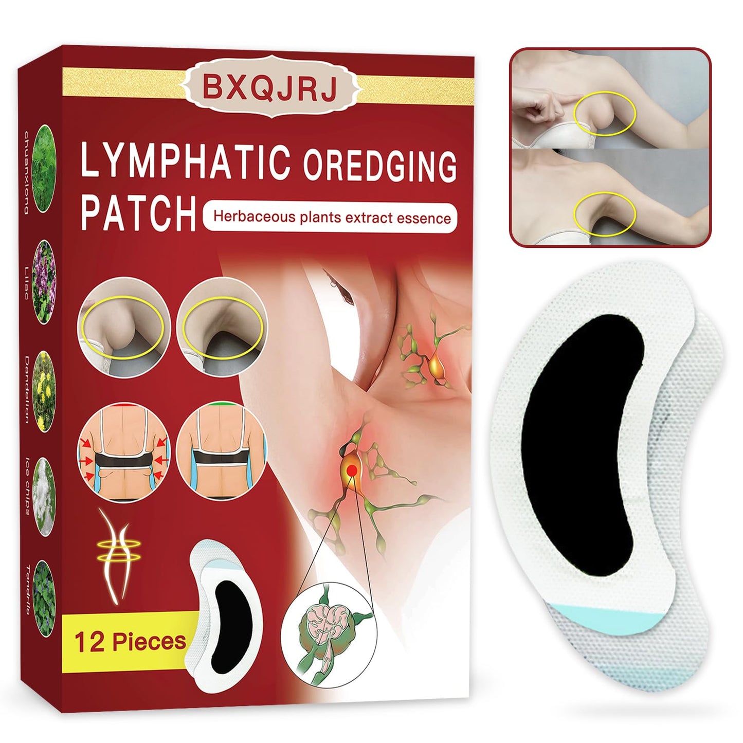 BXQJRJLymphatic Drainage Patch Lymphatic Drainage Herbal Lymphatic Drainage Care Patch Herbal Neck Patch (12) - dailyvitalstore