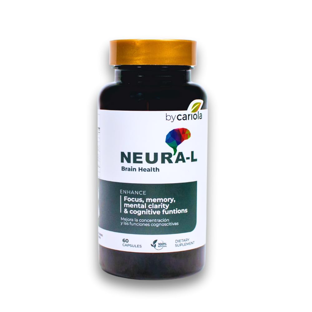 BY CARIOLA Neural-L Natural Brain Support Supplement 60 Caps - Mental Support – Memory Booster - Concentration - Natural Formula - Ashwagandha - L-Tyrosine - L-Theanine - dailyvitalstore