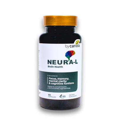 BY CARIOLA Neural-L Natural Brain Support Supplement 60 Caps - Mental Support – Memory Booster - Concentration - Natural Formula - Ashwagandha - L-Tyrosine - L-Theanine - dailyvitalstore