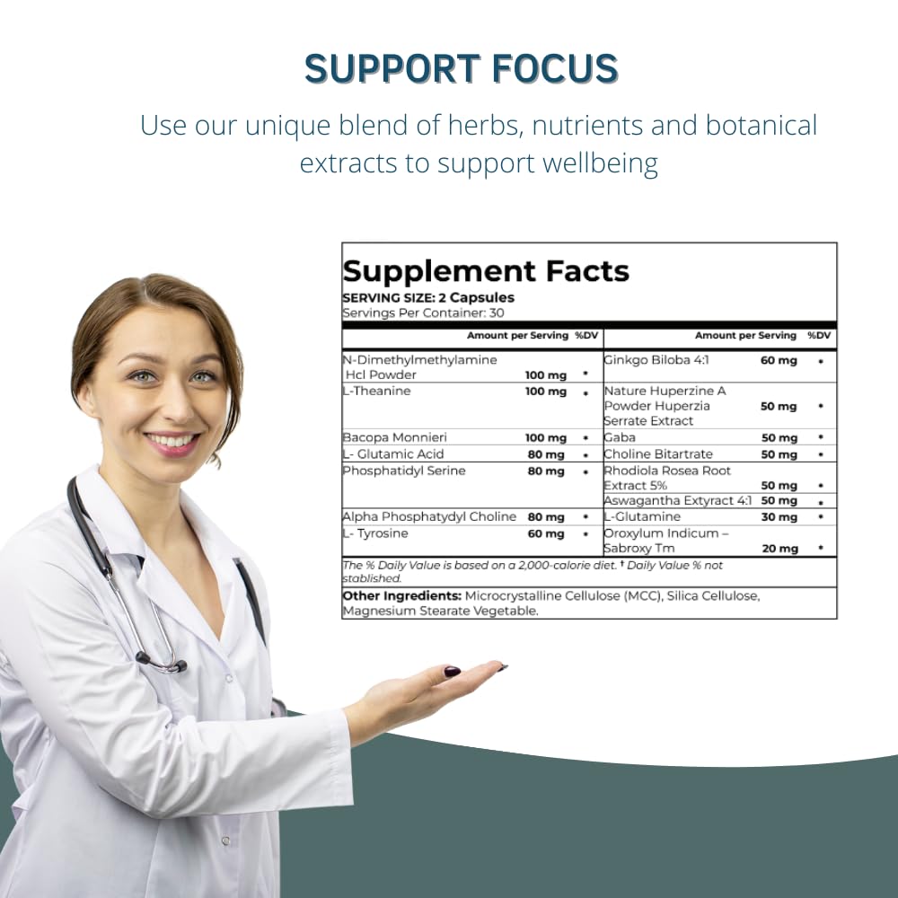 BY CARIOLA Neural-L Natural Brain Support Supplement 60 Caps - Mental Support – Memory Booster - Concentration - Natural Formula - Ashwagandha - L-Tyrosine - L-Theanine - dailyvitalstore