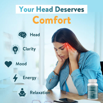 C Calthorvitana Migraine Relief Supplement – Liposomal Riboflavin, Vitamin B2 B6 & B12, Magnesium, CoQ10, L-Theanine, PA-Free Butterbur & Feverfew – Natural Head & Nerve – 60 Softgels - dailyvitalstore