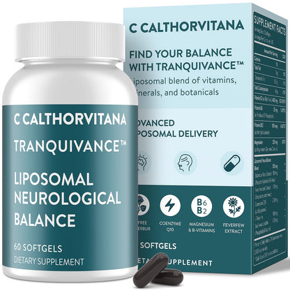 C Calthorvitana Migraine Relief Supplement – Liposomal Riboflavin, Vitamin B2 B6 & B12, Magnesium, CoQ10, L-Theanine, PA-Free Butterbur & Feverfew – Natural Head & Nerve – 60 Softgels - dailyvitalstore