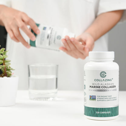 C COLLAZING - Alaskan Wild-Caught Marine Collagen Peptides with Hyaluronic Acid & Vitamin C - Supports Skin, Hair, Nails, Joints & Bones - Type 1 & 3 Collagen - dailyvitalstore