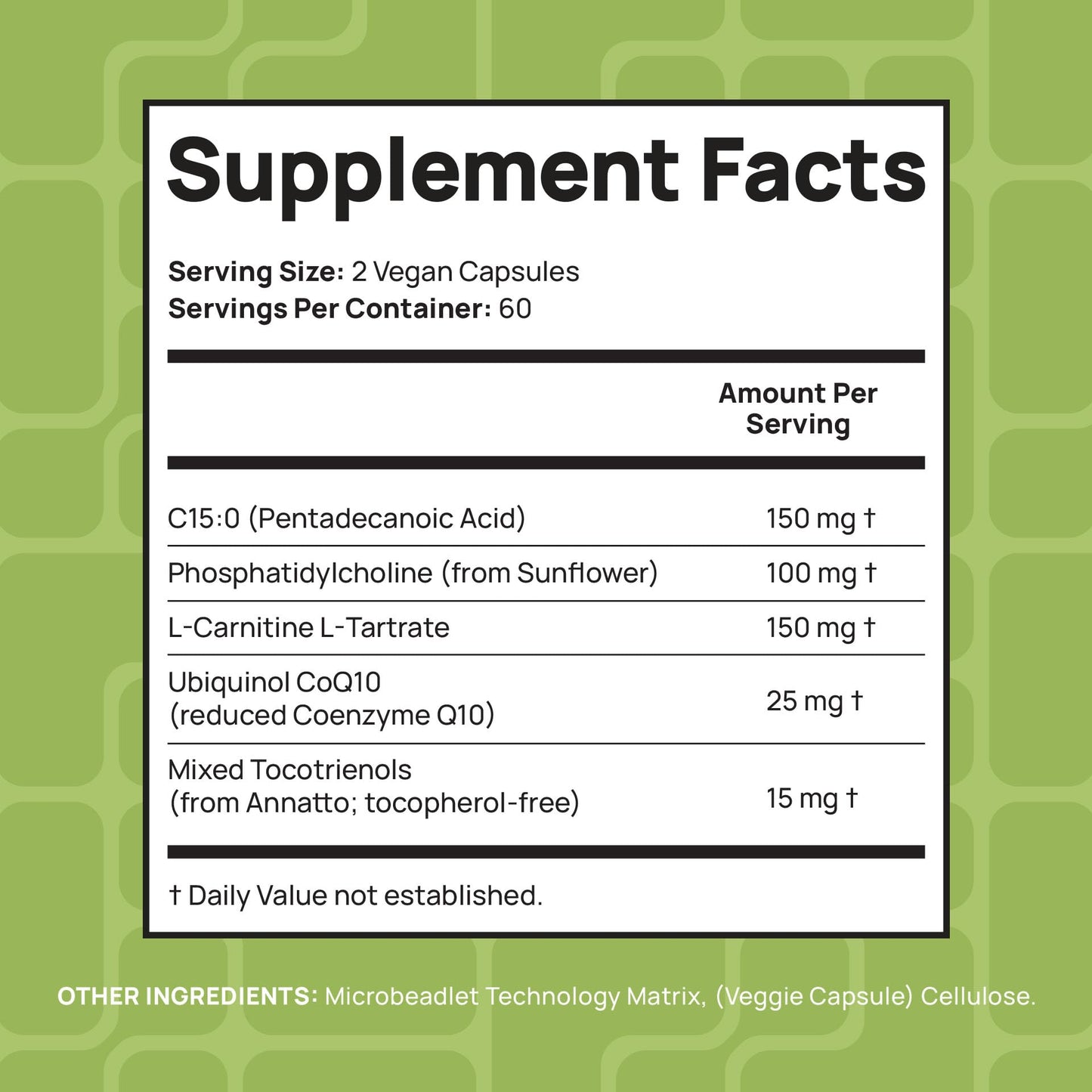 C15:0 Pentadecanoic Acid Supplement | Longevity, Cellular & Membrane Support, Micro-Granule Enhanced Absorption, Phosphatidylcholine, L-Carnitine, - dailyvitalstore