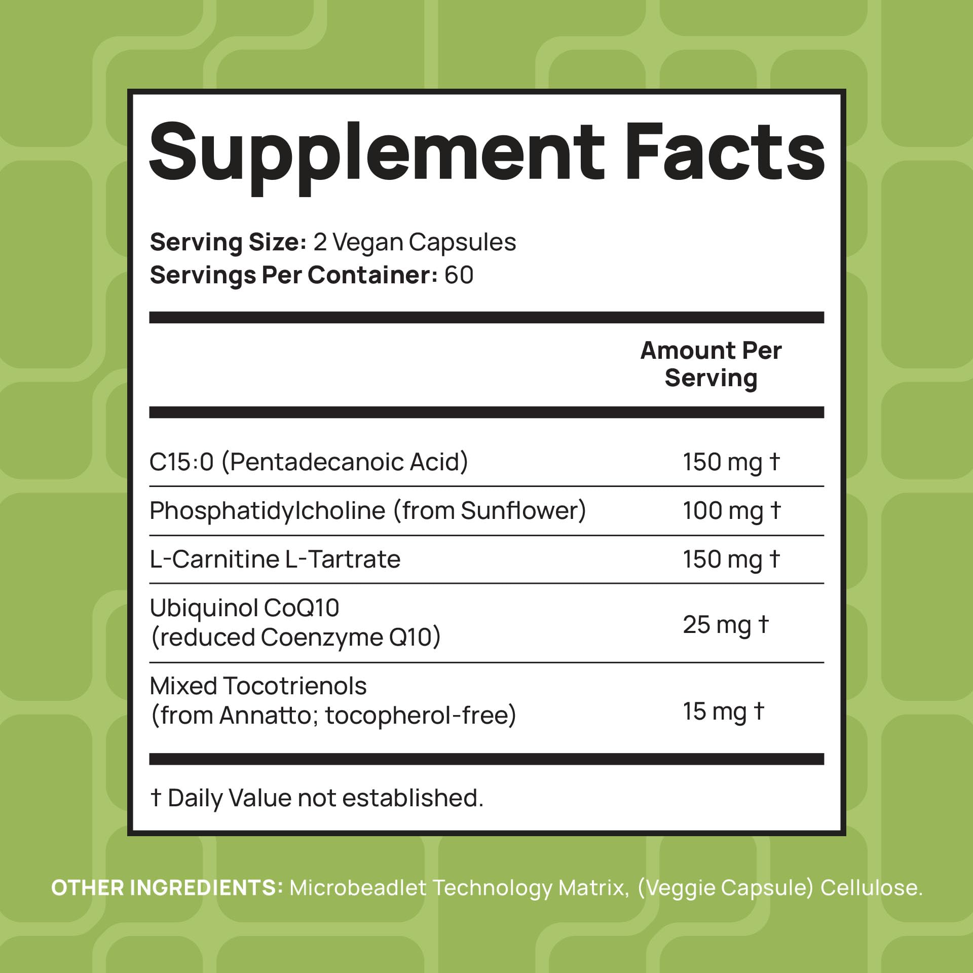 C15:0 Pentadecanoic Acid Supplement | Longevity, Cellular & Membrane Support, Micro-Granule Enhanced Absorption, Phosphatidylcholine, L-Carnitine, - dailyvitalstore