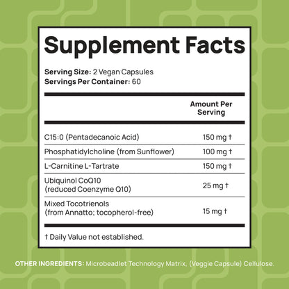 C15:0 Pentadecanoic Acid Supplement | Longevity, Cellular & Membrane Support, Micro-Granule Enhanced Absorption, Phosphatidylcholine, L-Carnitine, - dailyvitalstore
