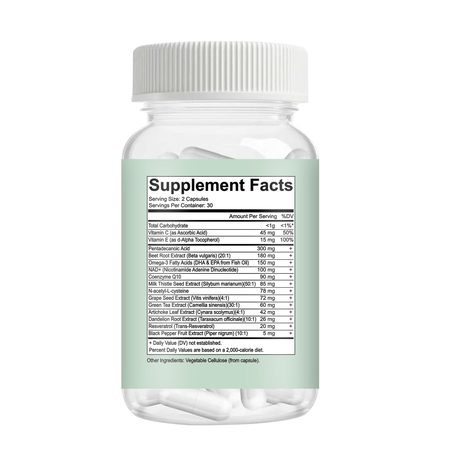C15:0 Pentadecanoic Acid Supplement with Omega-3, CoQ10, NAD+, Vitamins, Essential Acids for Longevity Supplement, Liver Health, Energy Support - 60 ct - dailyvitalstore