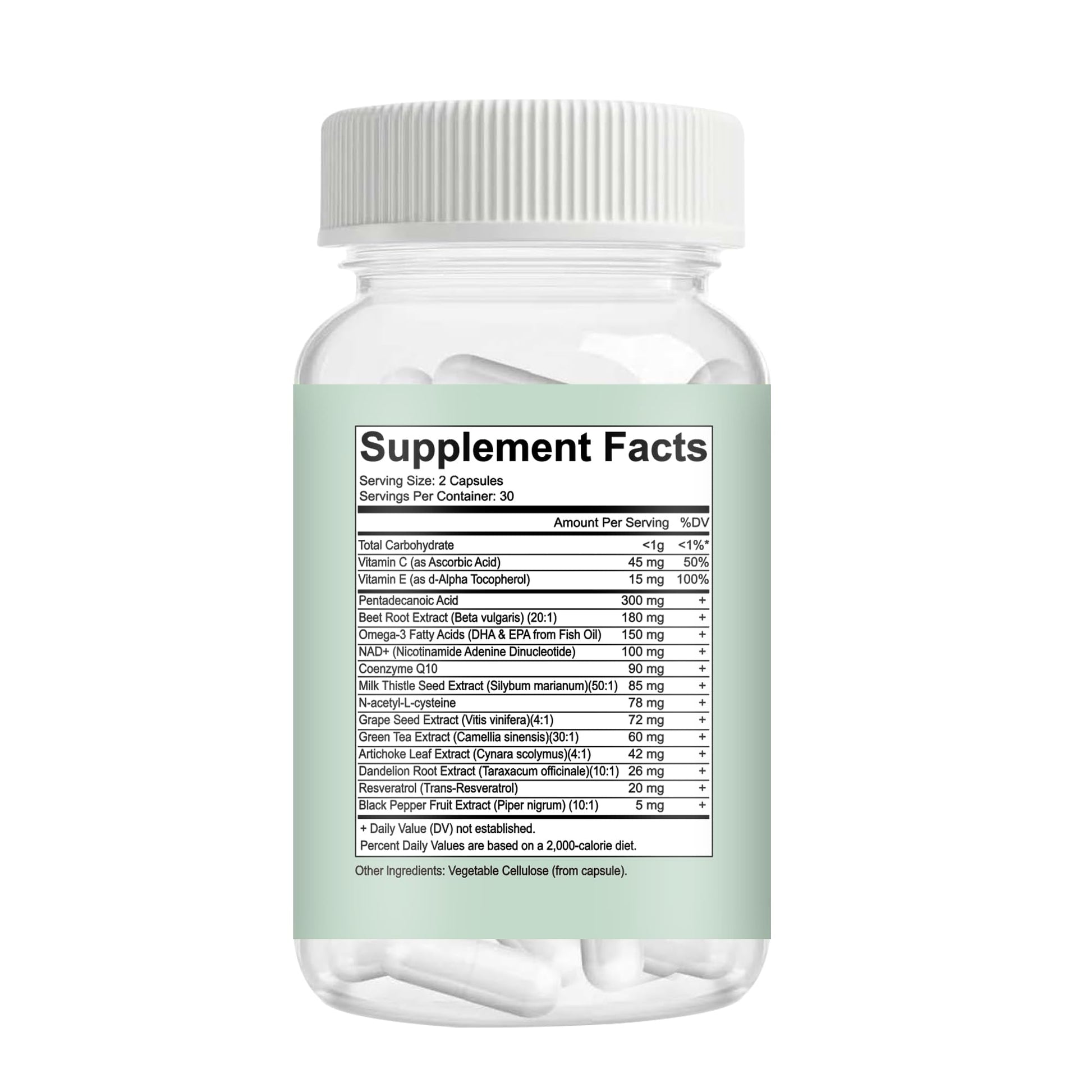 C15:0 Pentadecanoic Acid Supplement with Omega-3, CoQ10, NAD+, Vitamins, Essential Acids for Longevity Supplement, Liver Health, Energy Support - 60 ct - dailyvitalstore