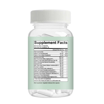 C15:0 Pentadecanoic Acid Supplement with Omega-3, CoQ10, NAD+, Vitamins, Essential Acids for Longevity Supplement, Liver Health, Energy Support - 60 ct - dailyvitalstore
