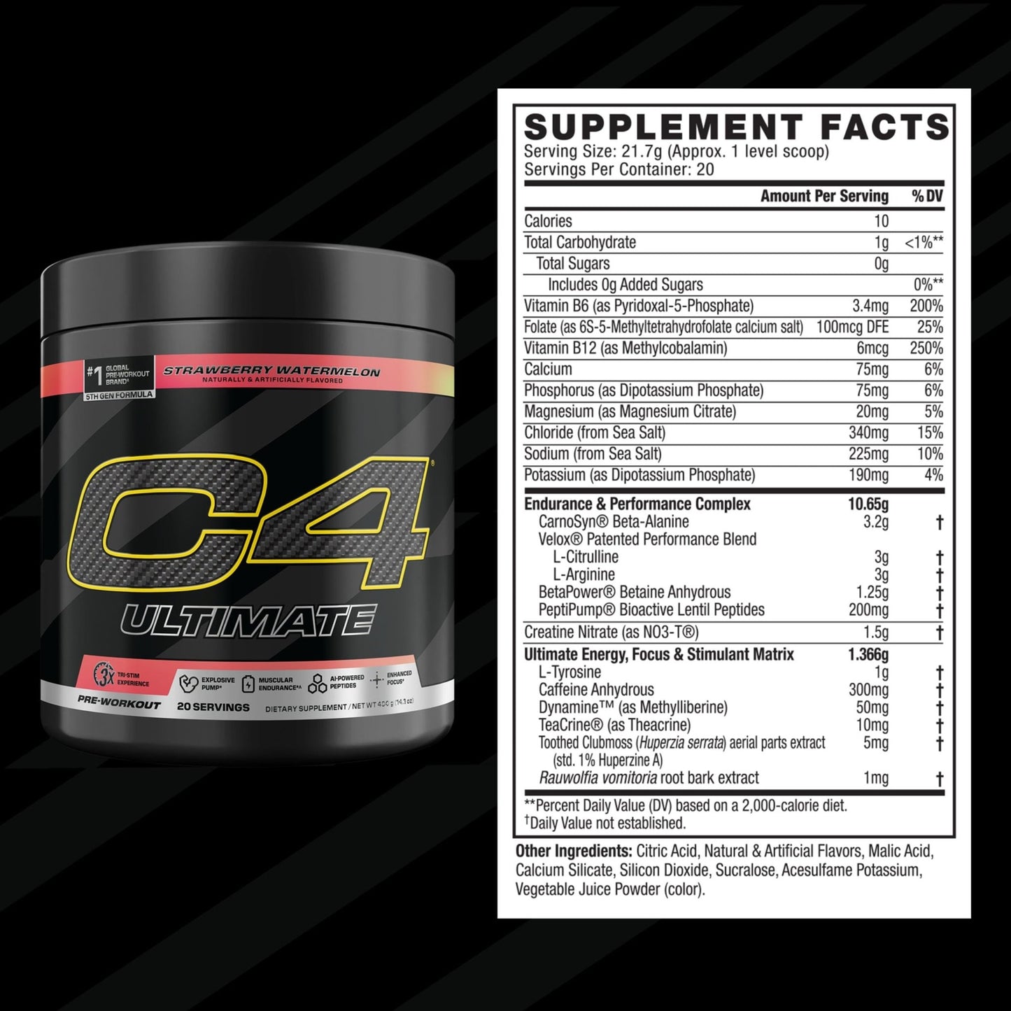 C4 Ultimate Pre Workout Powder Watermelon - Sugar Free Preworkout Energy Supplement for Men & Women - 300mg Caffeine + 3.2g Beta Alanine - dailyvitalstore