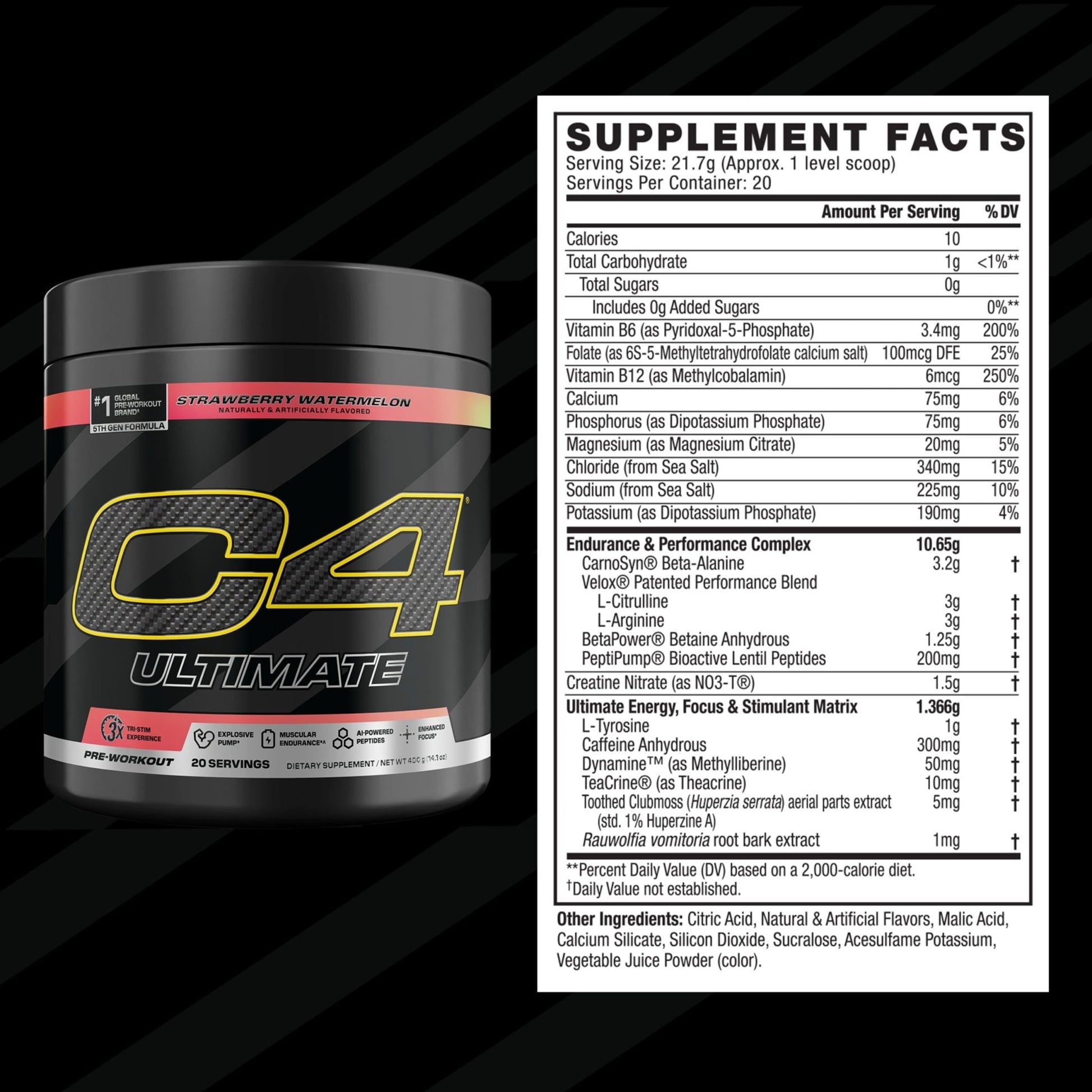 C4 Ultimate Pre Workout Powder Watermelon - Sugar Free Preworkout Energy Supplement for Men & Women - 300mg Caffeine + 3.2g Beta Alanine - dailyvitalstore