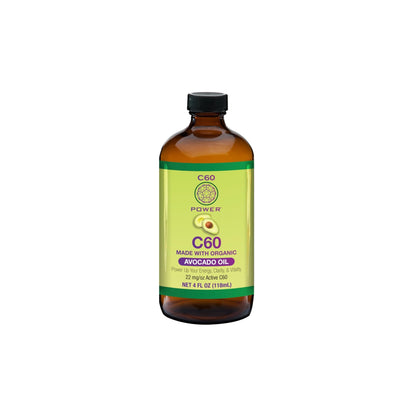 C60 Power C60 in Organic Avocado Oil - Natural Wellness & Antioxidant Support for Men & Women, 99.99% Pure Carbon Fullerenes, Promotes Energy, Mental Clarity, & Stamina - 4 fl oz Bottle - dailyvitalstore