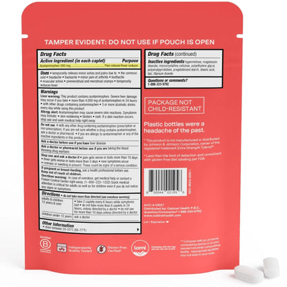 Cabinet: 500mg Acetaminophen for Headache Relief, Toothaches, Sore Throat, and Fever Reducer, 120 Tablets (Refill Pouch) - dailyvitalstore