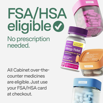Cabinet: 500mg Acetaminophen for Headache Relief, Toothaches, Sore Throat, and Fever Reducer, Includes 1 Refillable Medicine Jar, 120 Tablets Refillable Glass Jar - w/Travel Tin - dailyvitalstore