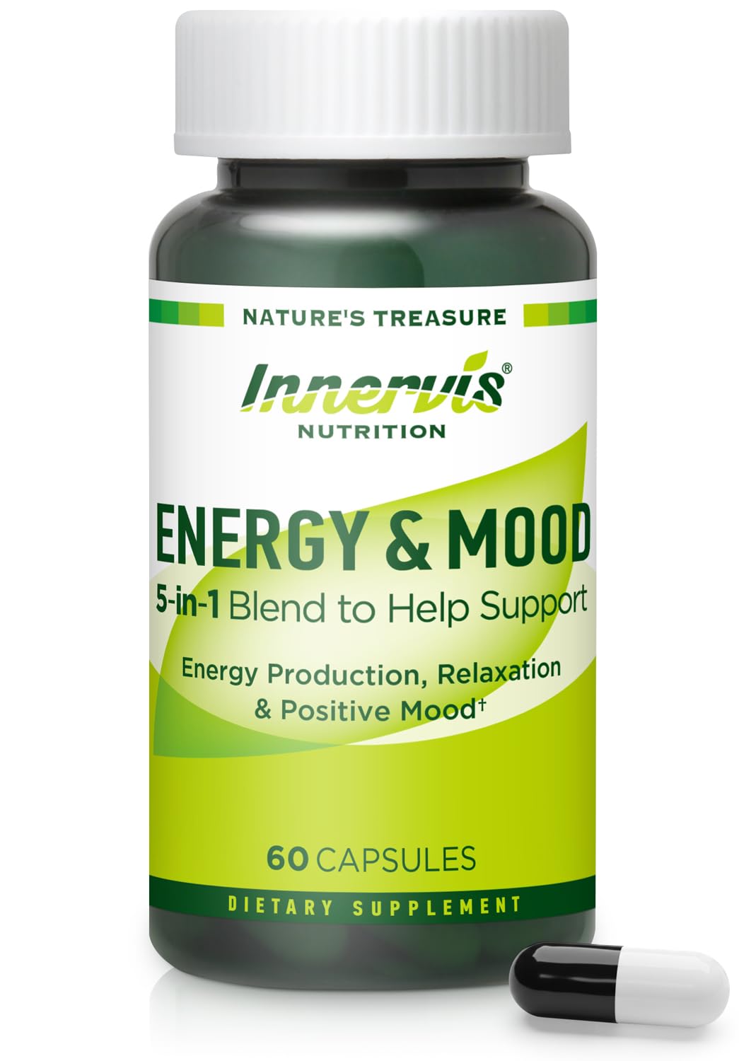 Caffeine Free Natural Energy Boost with Ashwagandha, Maca & Magnesium - Support Stress Relief, Focus & Mood - 60 Capsules by Innervis Nutrition - dailyvitalstore