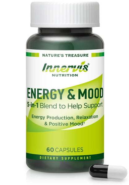 Caffeine Free Natural Energy Boost with Ashwagandha, Maca & Magnesium - Support Stress Relief, Focus & Mood - 60 Capsules by Innervis Nutrition - dailyvitalstore