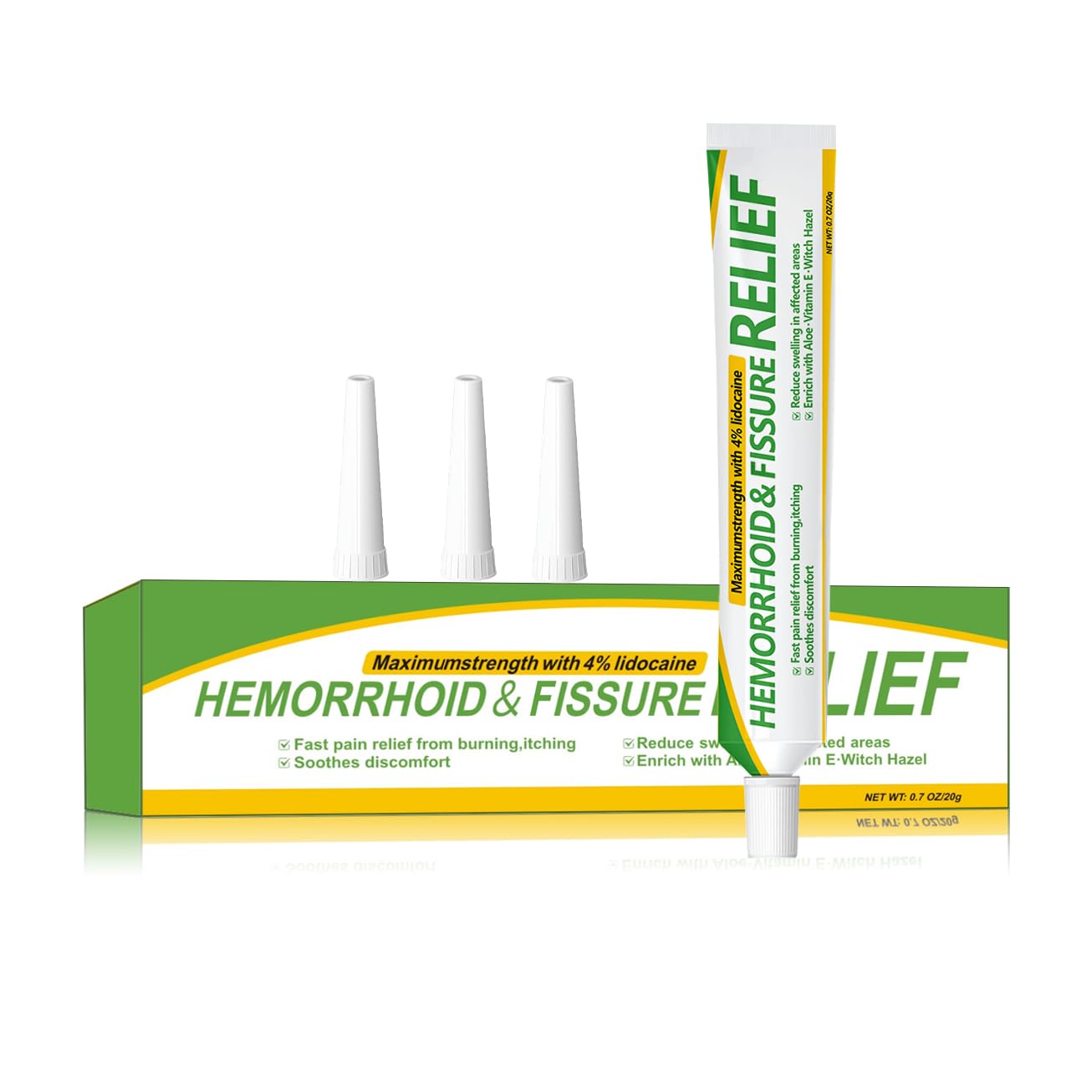 CainNeks Hemorrhoid & Fissure Relief Ointment 20g– 4% Lidocaine Maximum Strength Hemorrhoid Cream, Fast Itching Burning Swelling Relief, Herbs Fast Acting Ingredients. 0.7 oz. - dailyvitalstore
