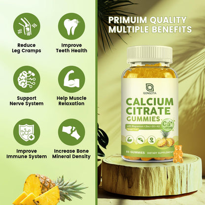 Calcium Citrate Gummies for Women, 1200mg Calcium Citrate Magnesium with Vitamin C D3 K2, Absorption Calcium Supplements for Bone, Muscle, Immune, Sugar Free (120Count) - dailyvitalstore