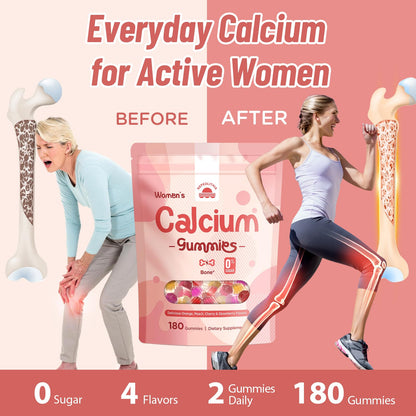 Calcium Gummies for Women – 1500mg Calcium Citrate with Vitamin D3, K2, Magnesium, Zinc, Boron & Soy Isoflavones – Calcium Supplement, Vegan, Zero Sugar, Mixed Fruit Flavors, 360 Count - dailyvitalstore