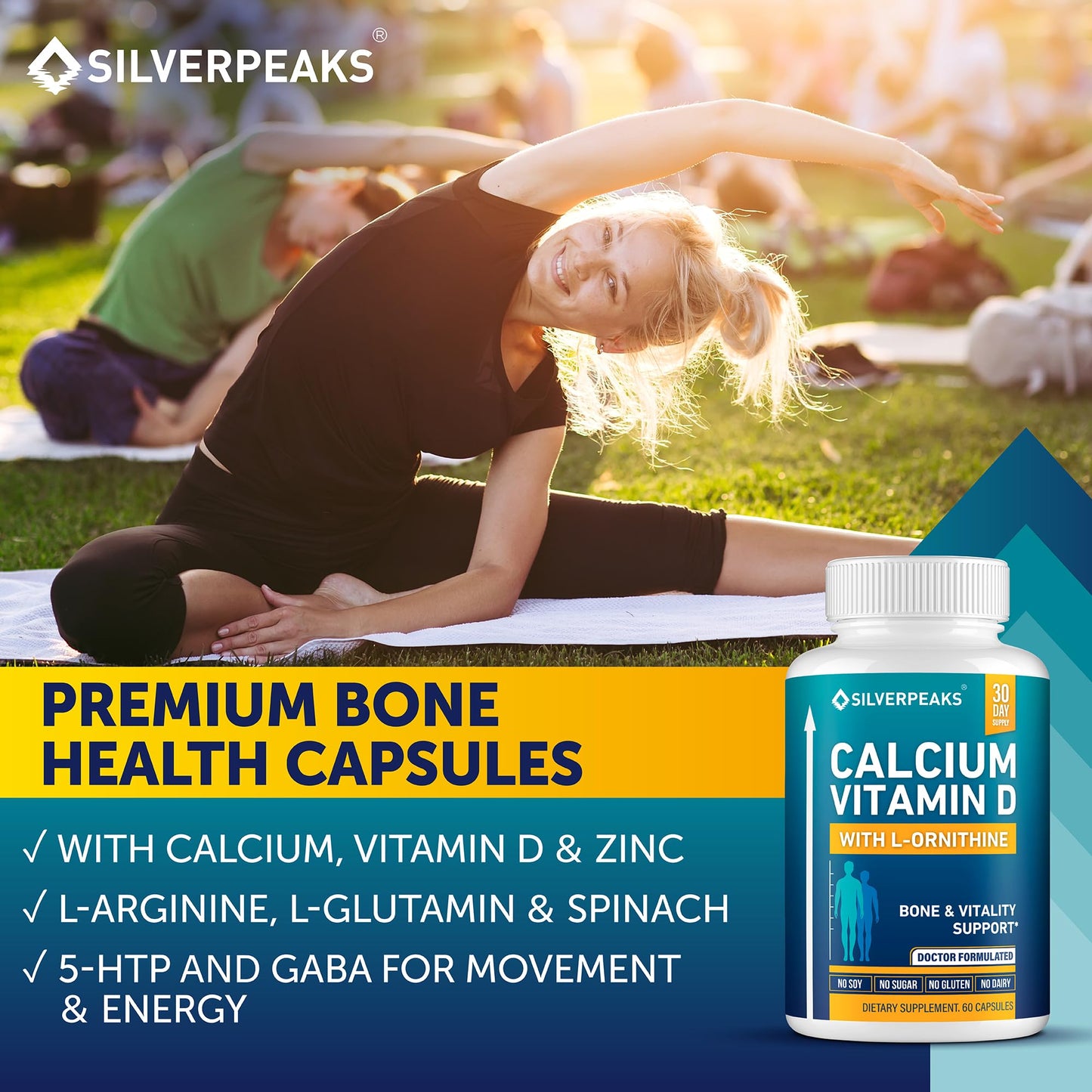 Calcium Supplement with Vitamin D3 and Zinc for Bone Health – Supports Bone Strength & Density – Gentle Non-Constipating Mineral & Amino Acids Blend for Women & Men - 60 Capsules (30 Day Supply) - dailyvitalstore