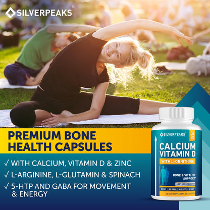 Calcium Supplement with Vitamin D3 and Zinc for Bone Health – Supports Bone Strength & Density – Gentle Non-Constipating Mineral & Amino Acids Blend for Women & Men - 60 Capsules (30 Day Supply) - dailyvitalstore