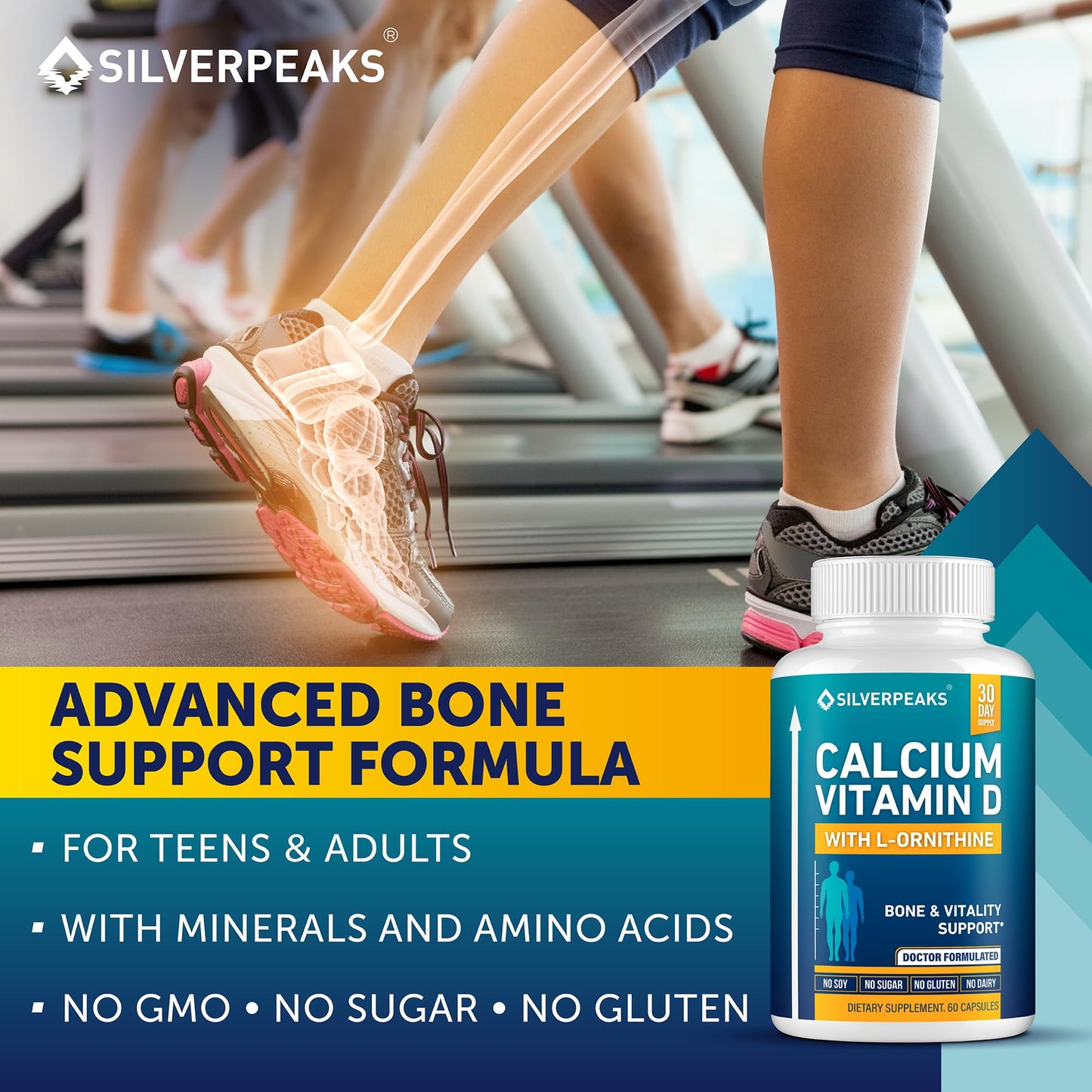 Calcium Supplement with Vitamin D3 and Zinc for Bone Health – Supports Bone Strength & Density – Gentle Non-Constipating Mineral & Amino Acids Blend for Women & Men - 60 Capsules (30 Day Supply) - dailyvitalstore