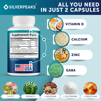 Calcium Supplement with Vitamin D3 and Zinc for Bone Health – Supports Bone Strength & Density – Gentle Non-Constipating Mineral & Amino Acids Blend for Women & Men - 60 Capsules (30 Day Supply) - dailyvitalstore