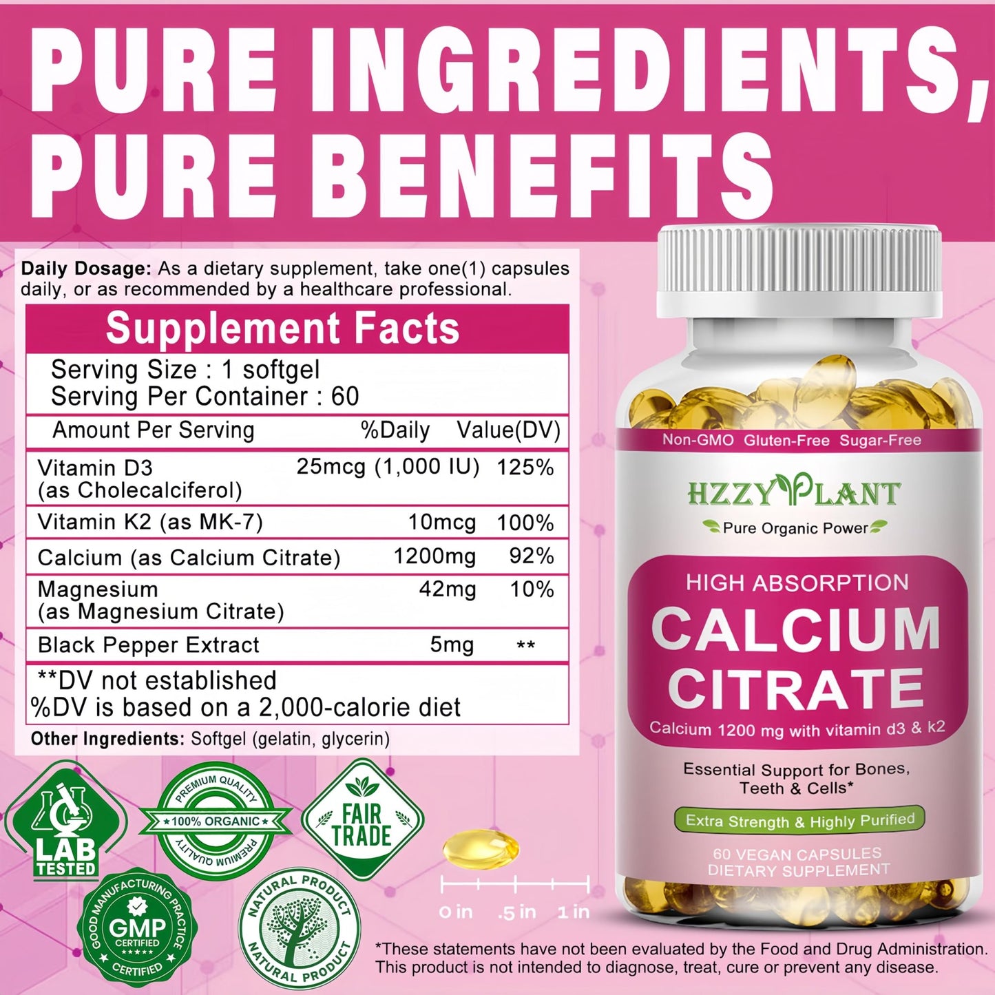 Calcium Supplements for Women Softgels, High Absorption Calcium Citrate Supplement Essential Mineral Calcium 1200 mg with Vitamin D3 Magnesium for Bone Health Support - dailyvitalstore