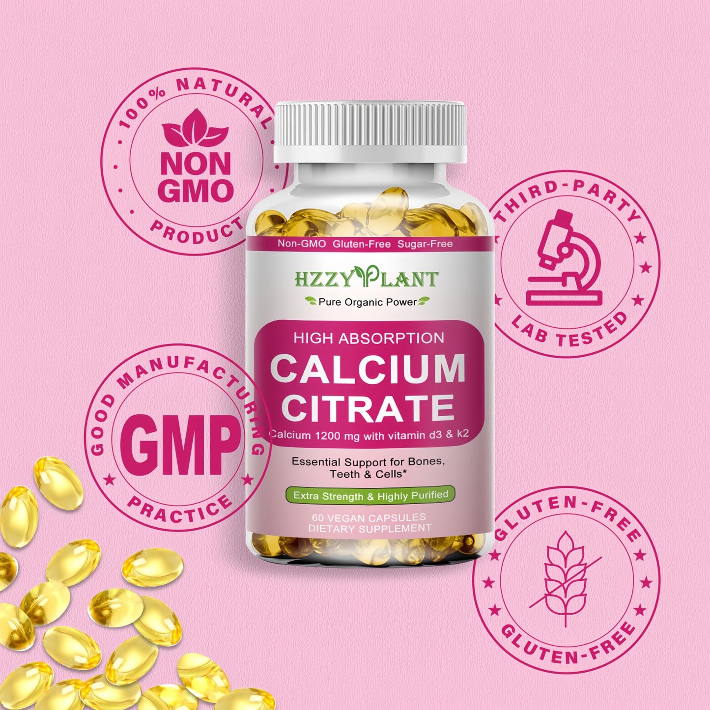 Calcium Supplements for Women Softgels, High Absorption Calcium Citrate Supplement Essential Mineral Calcium 1200 mg with Vitamin D3 Magnesium for Bone Health Support - dailyvitalstore