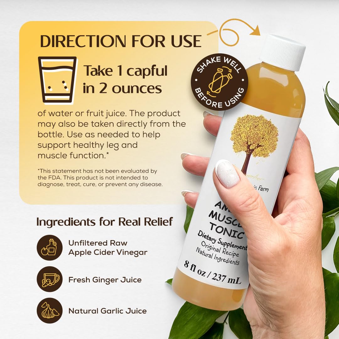 Caleb Treeze Old Amish Muscle Tonic 8 fl oz, Leg Cramps Relief, Foot Cramps Relief, Restless Legs, Muscle Cramps & Spasm Relief - dailyvitalstore