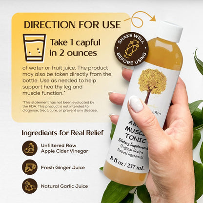 Caleb Treeze Old Amish Muscle Tonic 8 fl oz, Leg Cramps Relief, Foot Cramps Relief, Restless Legs, Muscle Cramps & Spasm Relief - dailyvitalstore
