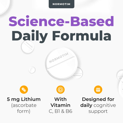 Calm & Focus Support – Lithium Ascorbate 5mg Fast-Dissolve Tablets with Vitamin C, B1 & B6 – Non-Drowsy Cognitive & Memory Support - dailyvitalstore