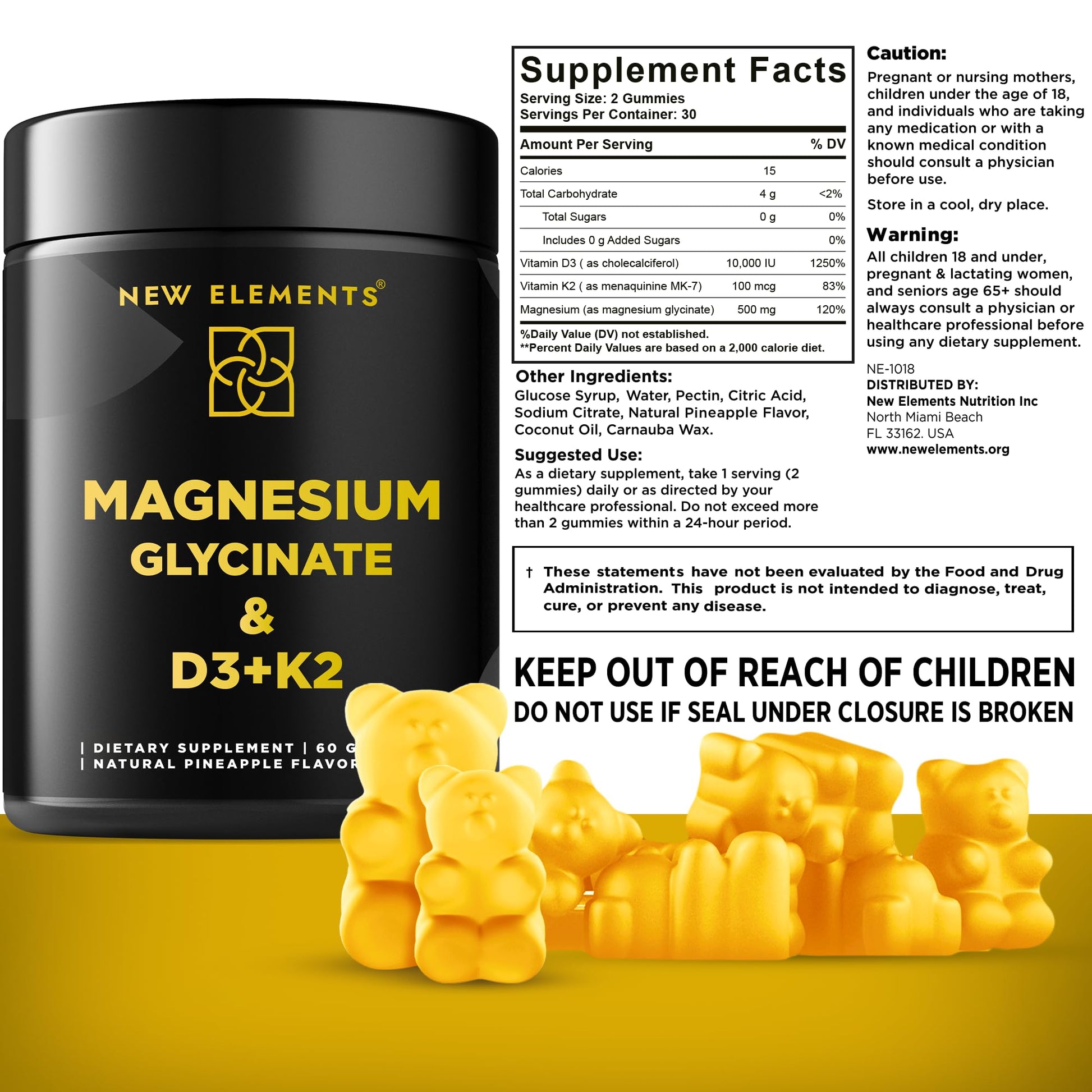 Calm Magnesium Glycinate Gummies 500mg with High-Potency Vitamin D3 10000iu & Vitamin K2 100mcg | Stress Relief, Relaxation & Bone Support for Adults - dailyvitalstore