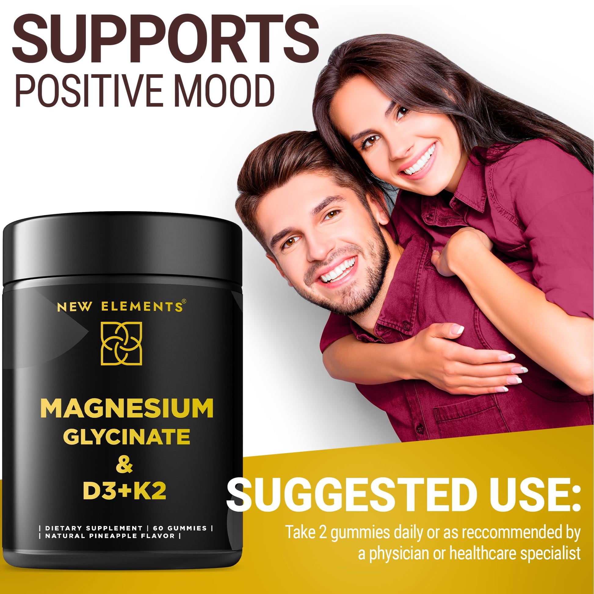 Calm Magnesium Glycinate Gummies 500mg with High-Potency Vitamin D3 10000iu & Vitamin K2 100mcg | Stress Relief, Relaxation & Bone Support for Adults - dailyvitalstore