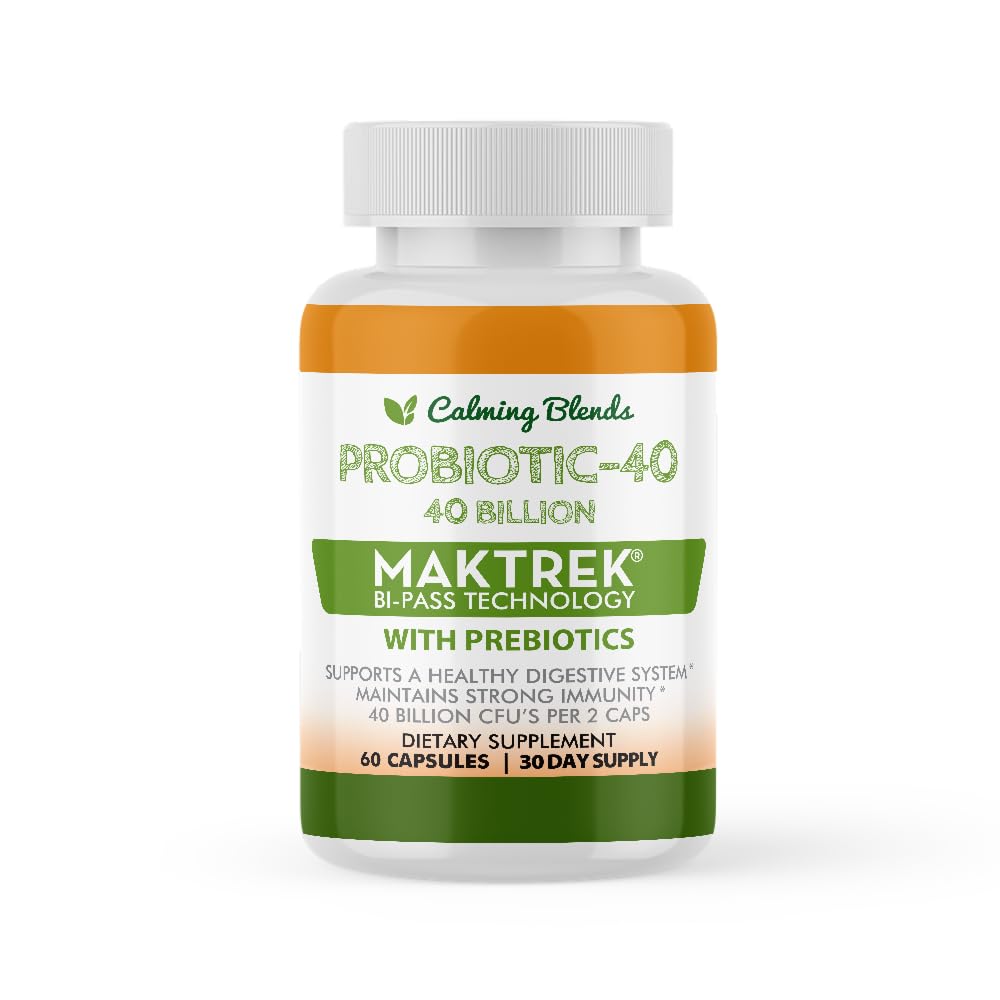 CALMING BLENDS Probiotic, 40 Billion CFU, Bi-Pass Delivery System for Maximum Effectiveness, Shelf Stable, 60 Vegetable Capsules - dailyvitalstore