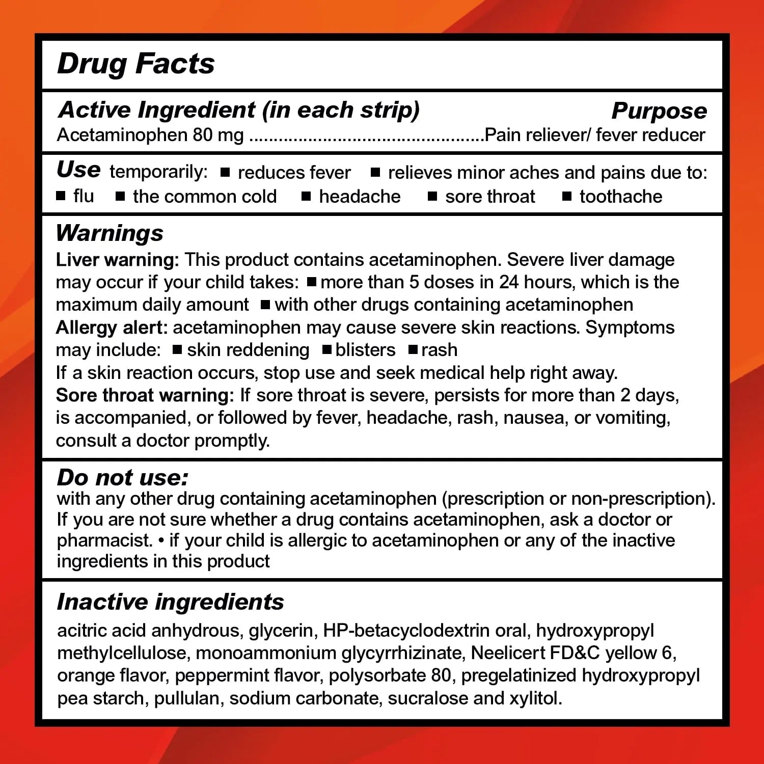 CALMOUR Children's Acetaminophen 36 Strips | Pain Reliever & Fever Reducer | Fast-Acting Support for Cold & Flu Symptoms | Oral Chewable Strips for Kids Ages 2-9 | Travel Size, Orange Flavor - dailyvitalstore