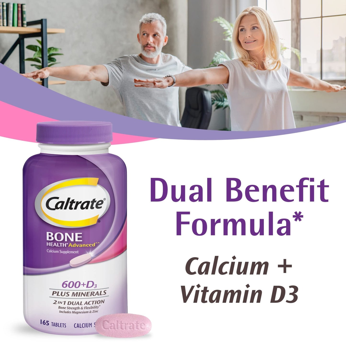 Caltrate 600 Plus D3 Plus Minerals Calcium and Vitamin D Supplement Tablets, Bone Health and Mineral Supplement for Adults - 165 Count - dailyvitalstore