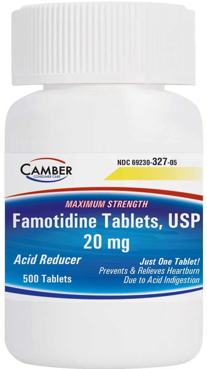 Camber Famotidine Tablets 20 mg Maximum Strength Acid Reducer 500ct Family Pack - dailyvitalstore