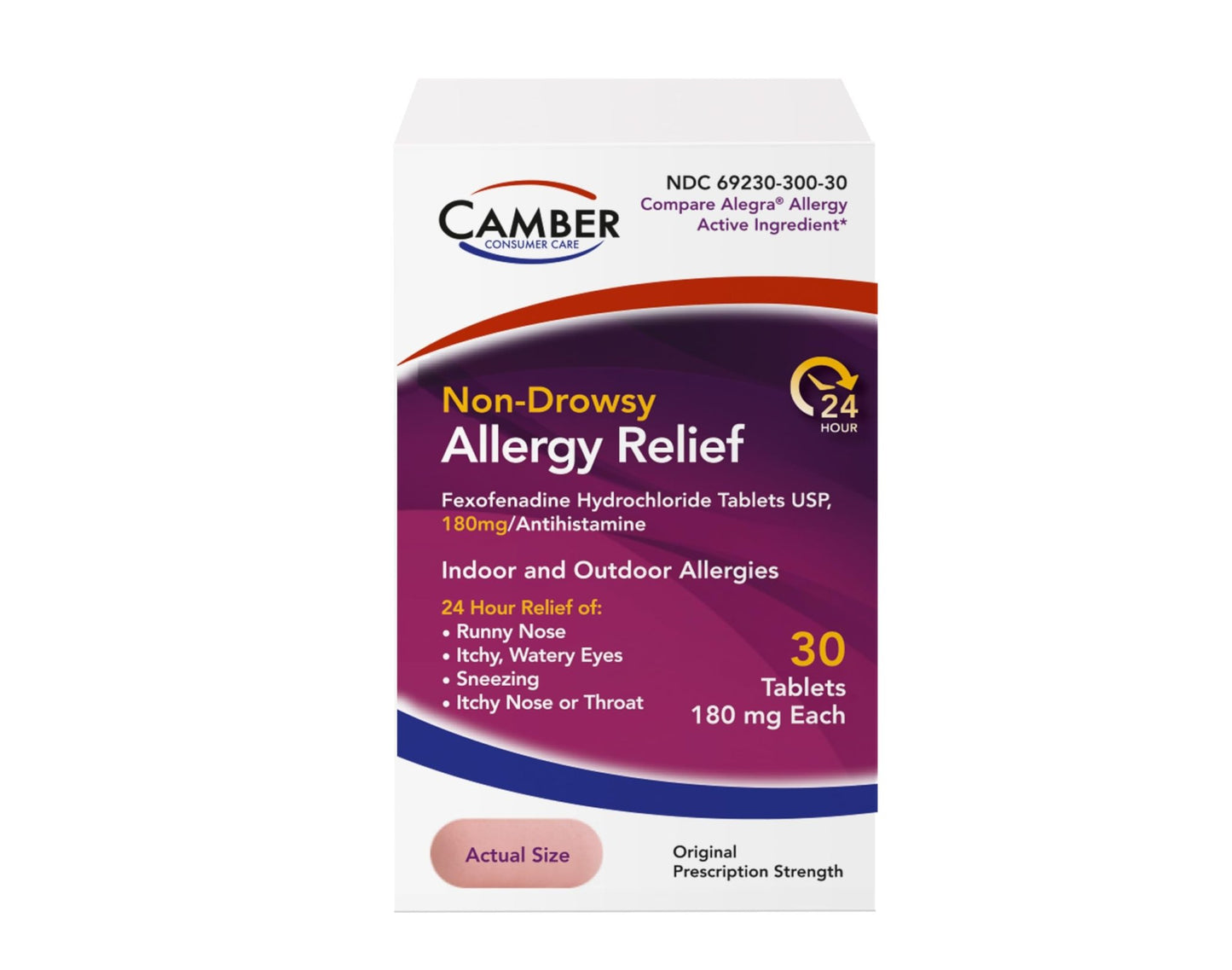 Camber Non-Drowsy Fexofenadine Antihistamine Indoor Outdoor Allergy Relief Tablets (30-ct) - dailyvitalstore