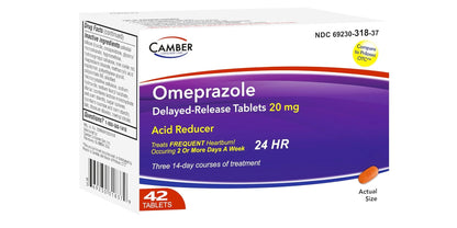 Camber Omeprazole 20mg Delayed-Release Tablets, Heartburn and Acid Reducer Reflux Medicine (42 Count) - dailyvitalstore