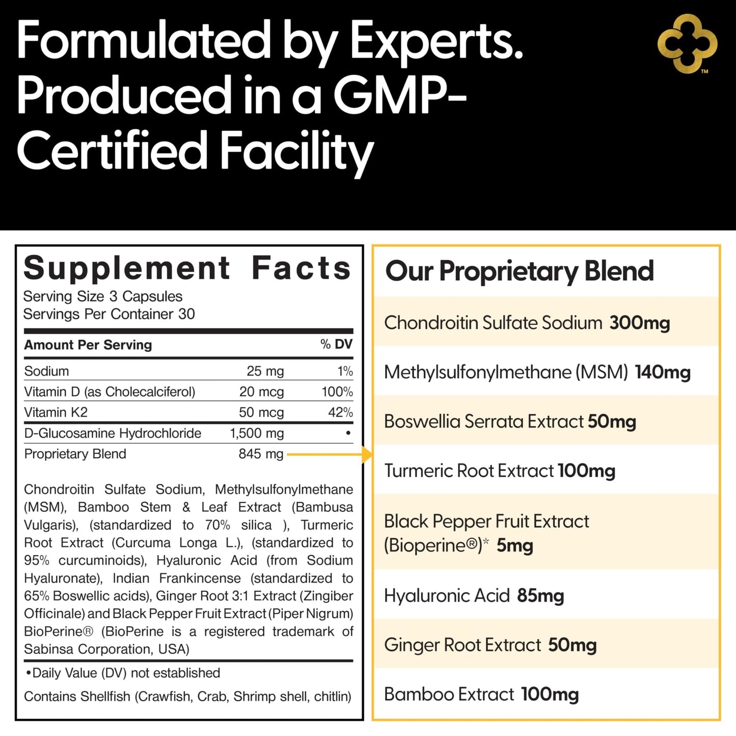 Campio Glucosamine Chondroitin MSM All-in-One Joint Support Supplement Turmeric, Hyaluronic Acid, Boswellia, Ginger Root, Bamboo, BioPerine, Black Pepper, Supports Joint Health & Flexibility 90 Count - dailyvitalstore